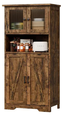 Produktbild von Badschrank 4 Türen Verstellbare Regale Feuchtigkeitsgeschützt 30x60x130 cm