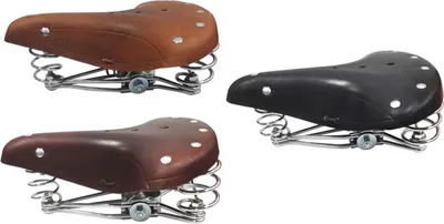 Produktbild von Fahrradsattel BGB-902 Ledersattel Retro Sattel Fahrradsitz Hollandrad gefedert, Farbe:dunkelbraun