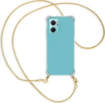 Produktbild von Handykette Backcover-Schutzhülle mit Band (Metall goldfarben) für Xiaomi Redmi 10 5G / Note 11E - goldfarbene Kette Snake