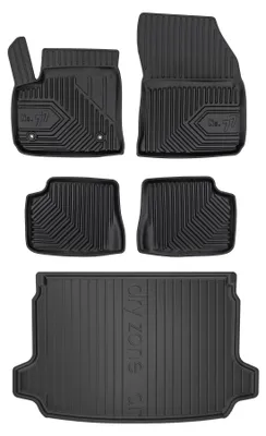 Image de Tapis en caoutchouc + bac de coffre pour Fiat 600e 2023- (SUV/crossover, plancher haut) – 5 pièces, noirs, sur mesure