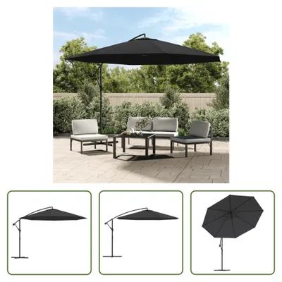 Obrázok produktu pre The Living Store Dáždnik Ampel s hliníkovou tyčou 350 cm čierny