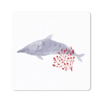 Produktbild von MuchoWow® Mauspad Mousepad Fische - Pflanzen - Meer - Aquarell 20x20 cm - Mousepads - Maus Mat - Pad - Mausunterlage - Desk Mat - Bureauartikeln