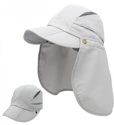 Produktbild von Schirmmütze mit abnehmbarem Nackenschutz Multifunktioneller Sommersonnenhut Schutz vor der Sonne Atmungsaktiv Schnell trocknend UV-Schutz, Geeignet für Kopfumfang 58-60 cm - Gepunktet weiß