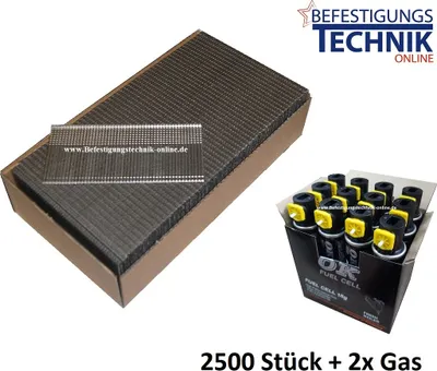 Produktbild von Nägel Brads 1,6x63mm + Gas Paslode IM65 IM250 F16 Makita GF600SE Tjep TF-16/64 GAS 3G 2,5M