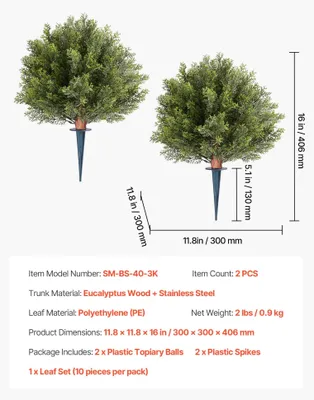 Zdjęcie produktu dla Drzewko topiary, realistyczne liście, odporne na warunki atmosferyczne, 16 cali