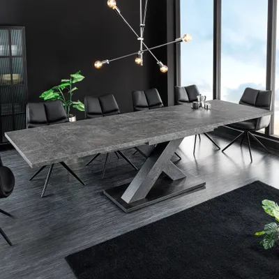 Produktbild von riess-ambiente Ausziehbarer Esstisch MONTREAL 180-280cm grau graphit Keramik-Design X-Gestell Esszimmertisch Tisch Konferenztisch