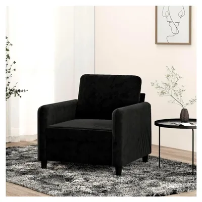 Produktbild von Sessel mit Schlaffunktion für Wohnzimmer und Schlafzimmer, Schwarz, 60 cm, Samt