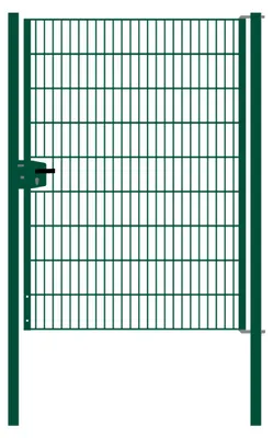 Produktbild von Drahtgittertor 1-flügelig, Durchgangslichte: 134 cm, Gesamtbreite inkl. Pfosten: 146 cm - Ausführung: grün beschichtet, Höhe: 183 cm
