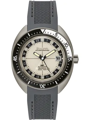 A Bulova Oceanographer watch is shown from the front on a white background.