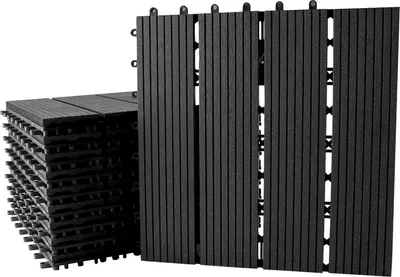 Obrázok produktu pre TolleTour 55x Decking WPC plastové terasové dlaždice 55er 5m2 Spar Set 30x30cm, antracitovo šedá, záhradné dlaždice Click, podlaha s drenážou
