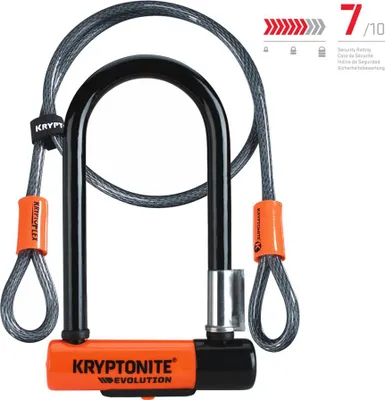 Immagine prodotto di Kryptonite EVOLUTION MINI-7, lucchetto convenzionale, chiusura a chiave, nero, arancione, acciaio, a forma di U, 8,3 cm