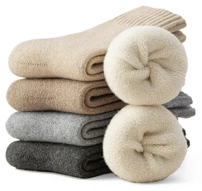 Immagine prodotto di Calzini di lana da donna, 5 paia, taglia EU 35-40, 4 colori. Calzini termici, calzini invernali, calzini in maglia, calzini da trekking, calzini da casa