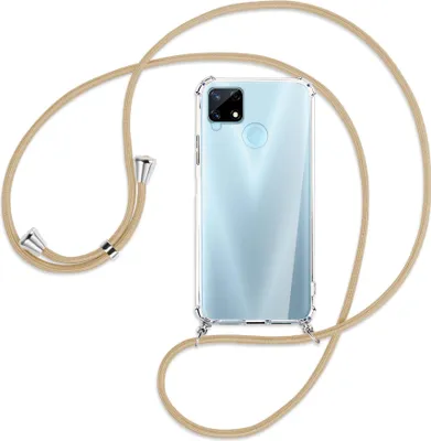 Produktbild von Handykette Backcover-Schutzhülle mit Band (Metall silberfarben) für Realme 7i Global (Realme Narzo 20) - caramel