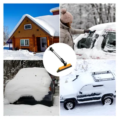 Produktbild von Auto-Schneepflug – Teleskop-Schneebürste mit 800 g, Eiskratzer und 360° drehbare Bürste