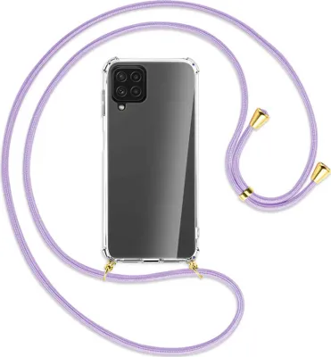 Produktbild von Handykette Backcover-Schutzhülle mit Band (Metall goldfarben) für Samsung Galaxy A22 4G (A225) - violett
