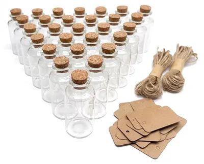 Obrázok produktu pre Goiio, 50 kusov sklenených fliaš s objemom 30 ml a korkovým uzáverom, mini sklenené fľaše, vhodné na