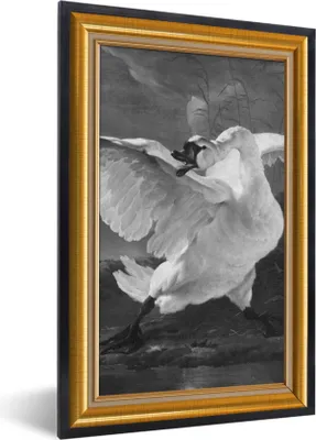 Produktbild von MuchoWow® Gerahmtes Poster Der gefährdete Schwan - Alte Meister - Liste - Gold 60x90 cm - Poster mit Schwarzem Bilderrahmen Wandposter Rahmen Foto Bilder - Kunst