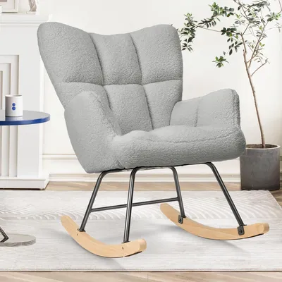 Image de Hawthyhome fauteuil à bascule rembourré fauteuil de relaxation pour salon chambre balcon gris