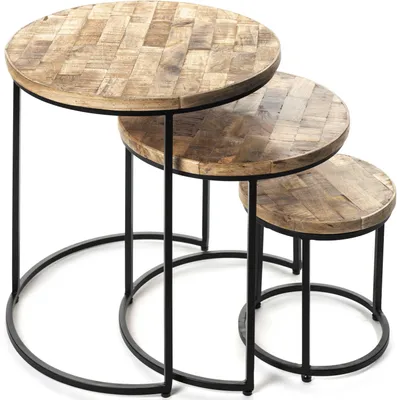 Produktbild von Rousseau 3-tlg. Beistelltisch-Set Leo Holz Magnolie
