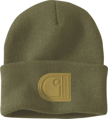 Produktbild von Carhartt Herren Mütze Knit Cuffed C Patch Beanie | 107190, Farbe:dark bronzed green, Größe:OS