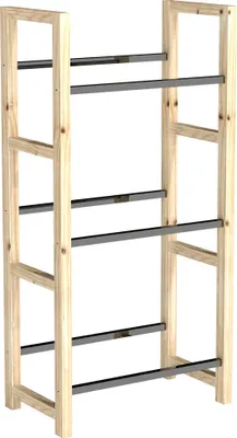 Produktbild von Getränkekistenregal für 3 Getränkekisten Getränkeregal Holz Kistenregal mit 3 Ebenen 56 x 32 x 112 cm Naturholz