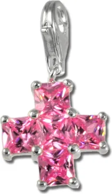 Image de SilberDream Charm pendentif croix rose zirconium 925 argent véritable FC204P
