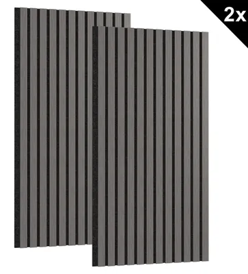 Produktbild von ACXIN Wand Akustik MDF 2er Set 120x60cm 1,44m² Akustikpaneele Schallschutzplatten Schallabsorber Wandverkleidung Wohnzimmer Büro Heimkino Eiche Schwarz