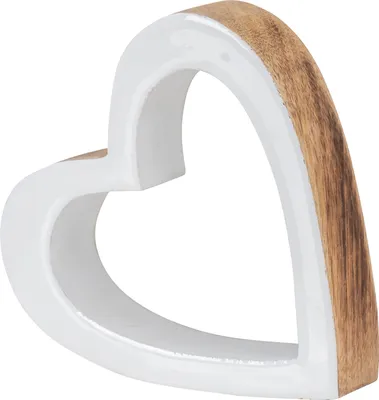 Produktbild von Herz Holz 15x15cm Mango Weiß Natur Braun Tischdeko Deko Aufsteller Rustikal Love