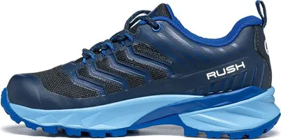Rush Kid GTX Kinder Wanderschuh von Scarpa in Blau und Schwarz; seitliche Ansicht.