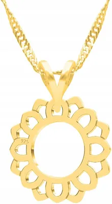 Image de Collier pendentif fleur d'or, 47cm, argent 925