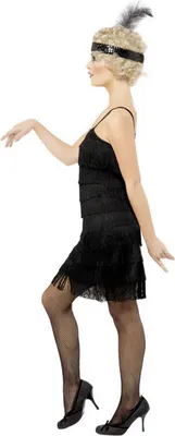 Produktbild von Schwarzes 20er Jahre Kleid mit Fransen Größe: XL