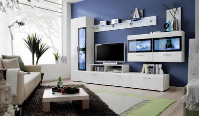 Produktbild von Wohnwand Luxus Set Wohnzimmer TV Ständer Vitrine Holz Wandschrank Neu