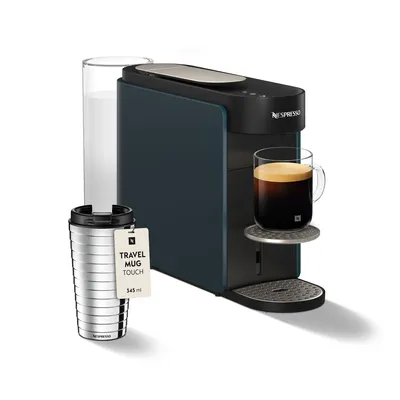 Produktbild von NESPRESSO KRUPS Vertuo Up Blau Kapselmaschine + Travel Mug Touch Thermobecher | Vielseitiger Kaffeegenuss für Zuhause & unterwegs | XN9404