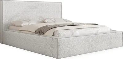 Produktbild von Polsterbett 180x200 mit Bettkasten und Lattenrost – Weiß Bett mit hohem Kopfteil, Boucle oder Samt Stoff - Modernes Doppelbett mit Stauraum – Bettgestell, ohne Matratze – Terra - Creme