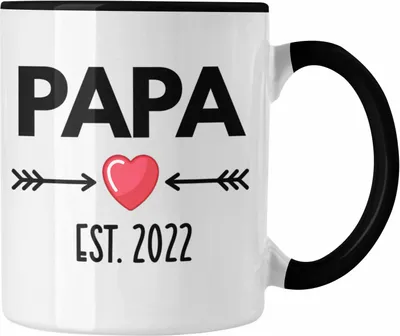 Produktbild von Trendation - Papa 2022 Du Wirst Papa Geschenk Schwangerschaft Verkünden Vater Überraschung Baby Kaffeetasse (Schwarz)