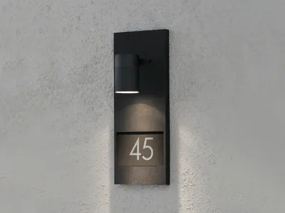 Produktbild von Konstsmide Modena Number schwarz lackiertes Aluminium, klares Glas, Reflektor 7655-750