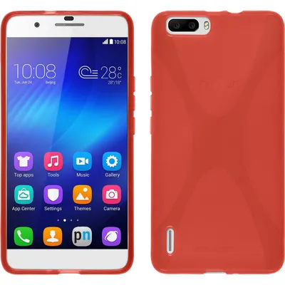 Produktbild von PhoneNatic Case kompatibel mit Huawei Honor 6 Plus - rot Silikon Hülle X-Style + 2 Schutzfolien