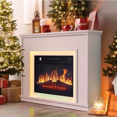 Produktbild von BALCONERA Elektrokamin 23inch Modern Stil, Realistischer 3D Flammeneffekt, Erwärmungs Elektrischer Kamin mit Timer und 24-Farb-LED und Fernbedienung
