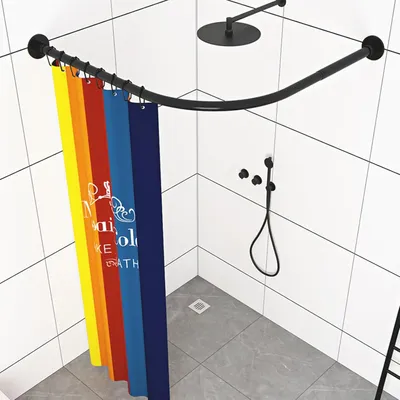 Obrázok produktu pre Tyč na sprchový záves 90-130 cm, Z-tvar, nehrdzavejúca oceľ 304, bez vŕtania, pre kúpeľňu
