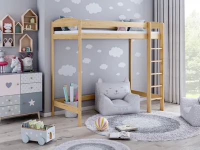 Immagine prodotto di Letto a soppalco Letto a soppalco con scale Letto a soppalco per bambini Letto alto adulti adolescenti bambini, 180x90x180 naturale