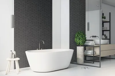 Obrázok produktu pre Stenový obklad PVC Ceramics Dark Hexagon KR 67,5x400 cm