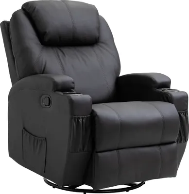Produktbild von HOMCOM Massagesessel Elektrisch Relaxsessel Fernsehsessel Massagefunktion 5 Massage-Modi Liegefunktion Kunstleder Holz Metall Schaumstoff Schwarz 84 x 92 x 109 cm