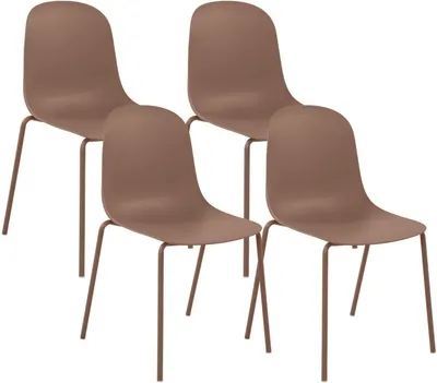 Immagine prodotto di Set di 4 sedie da pranzo Hardin, color terracotta, con struttura in metallo