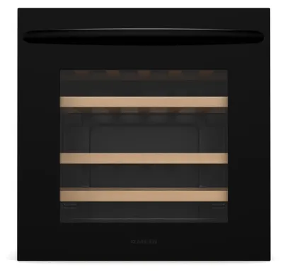 Obrázek produktu pro Klarstein Vinsider 30 Built-In Uno vestavná chladnička na víno - 30 lahví, 1 zóna, 5-20 °C, LED osvětlení, UV ochrana, dřevěné police, tichá, energeticky úsporná, černá, skleněné dveře