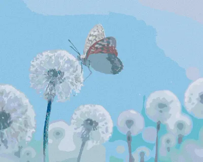 Produktbild von Zuty - Malen nach Zahlen - WEISSER LÖWENZAHN MIT SCHMETTERLING, 40x50 cm, mit Keilrahmen (bereits gespannt)