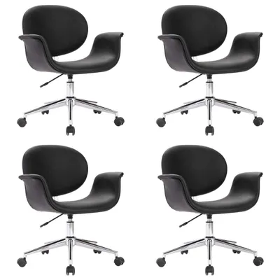 Productafbeelding van Eetkamerstoelen draaibaar 4 st kunstleer zwart