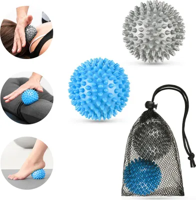 Image de Gymtek® Set de 2 balles de massage Balle hérisson dure, Set de balles à picots Parfait pour la thérapie des points de déclenchement, pour réduire le stress ou pour le massage, Mini balle de fascia