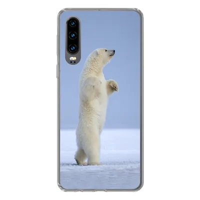 Produktbild von MuchoWow® Handyhülle Schutzhülle Hülle für Huawei P30 Eisbär - Lustig - Schnee - Kinder - Jungen - Mädchen - Kind Silikon Softcase Handy Hülle - Kartenbesitzer