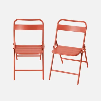 Produktbild von sweeek - 2er-Set klappbare Gartenstühle aus Stahl - Terracotta