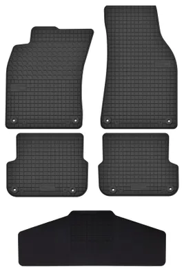 Produktbild von Gummi-Fußmatten + Tunnel für Audi A6 C6 FL 2006-2011 (Limousine/Kombi/Van) – 5-tlg, Schwarz, passgenau – Wielganizator SolidTread